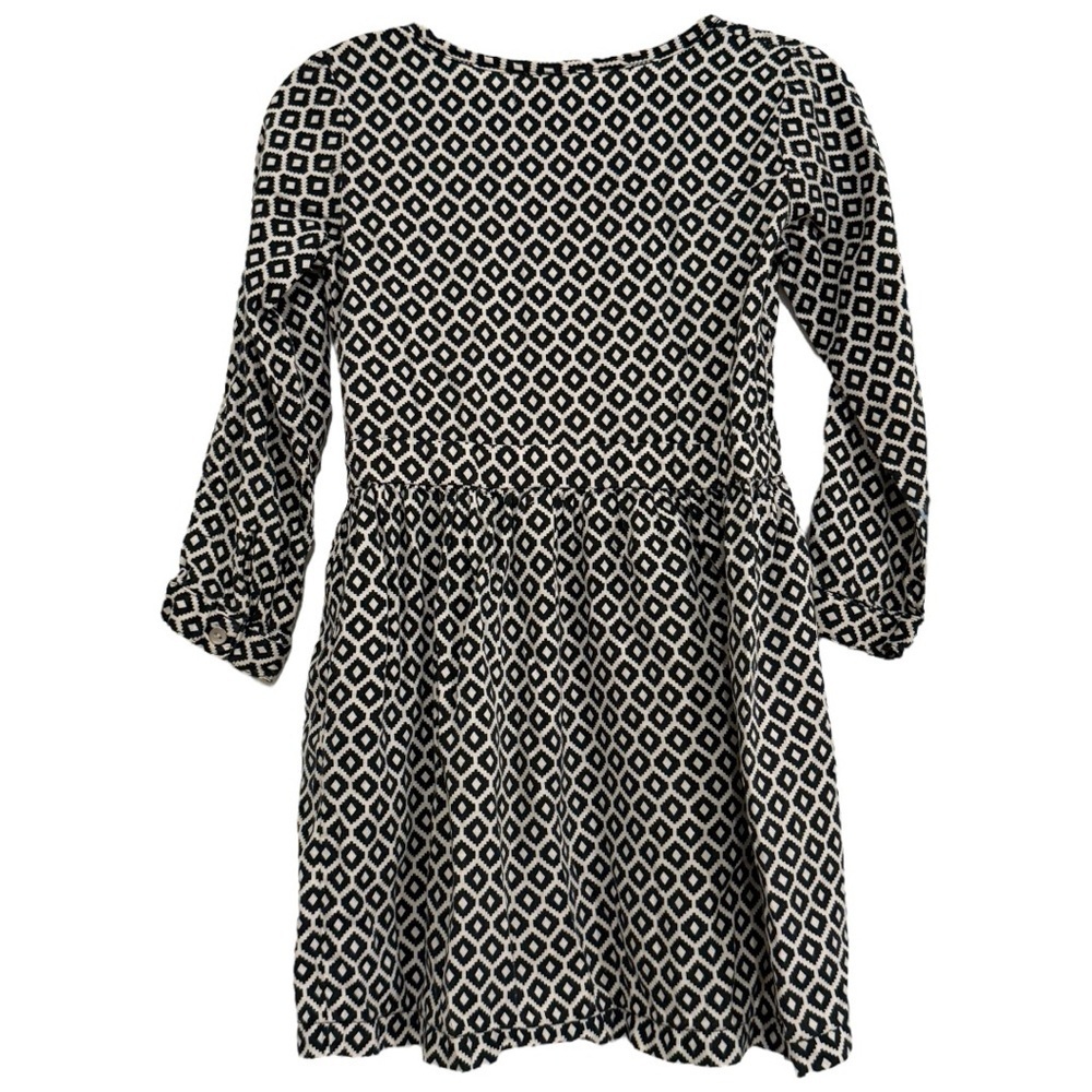 Carter’s Toddler Girl Black White Diamond Print Dress 5T Long Sleeve - Picture 2 of 6